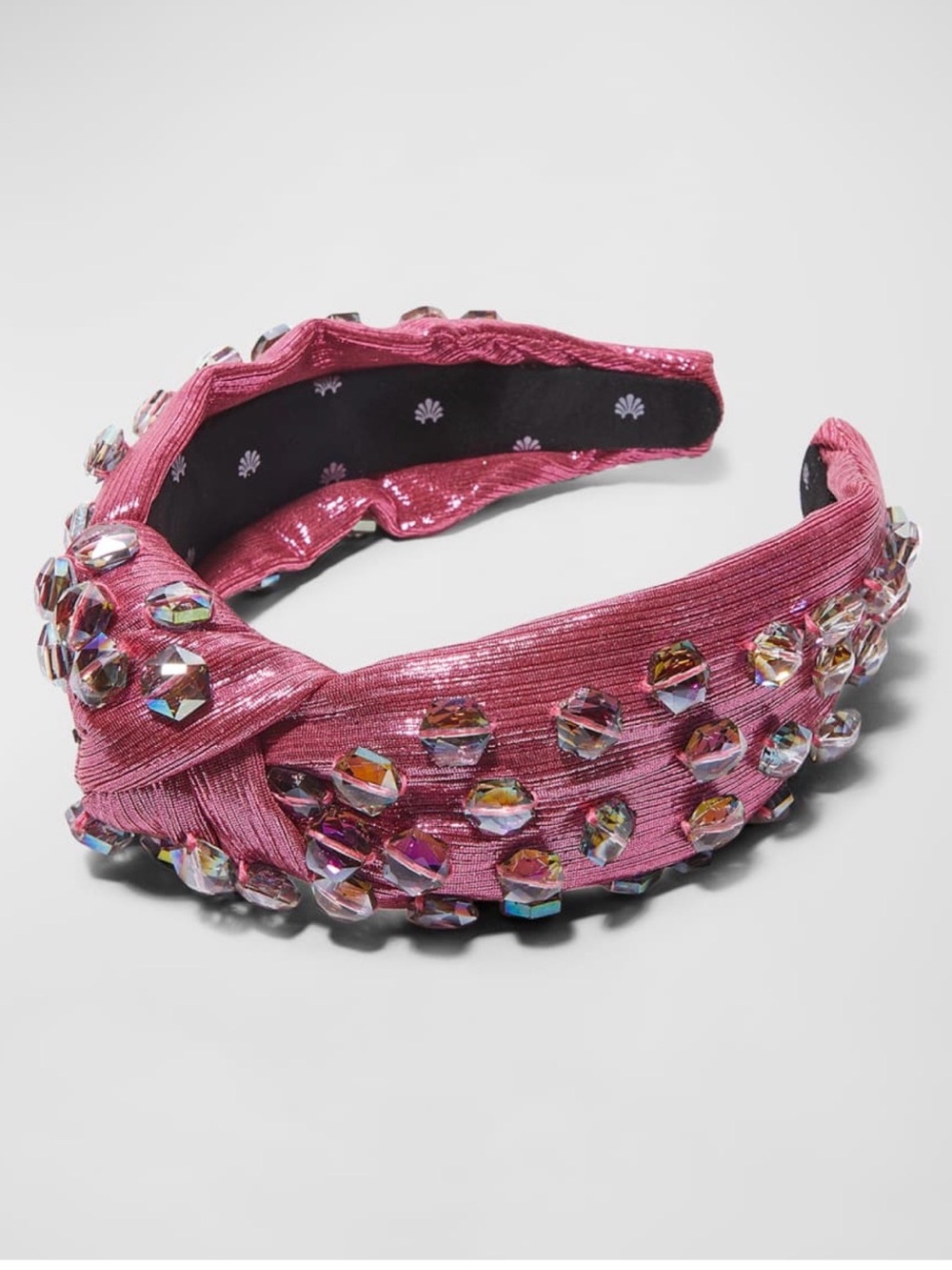 Lele Sadoughi Pink Crystal Embellished Knotted Headband